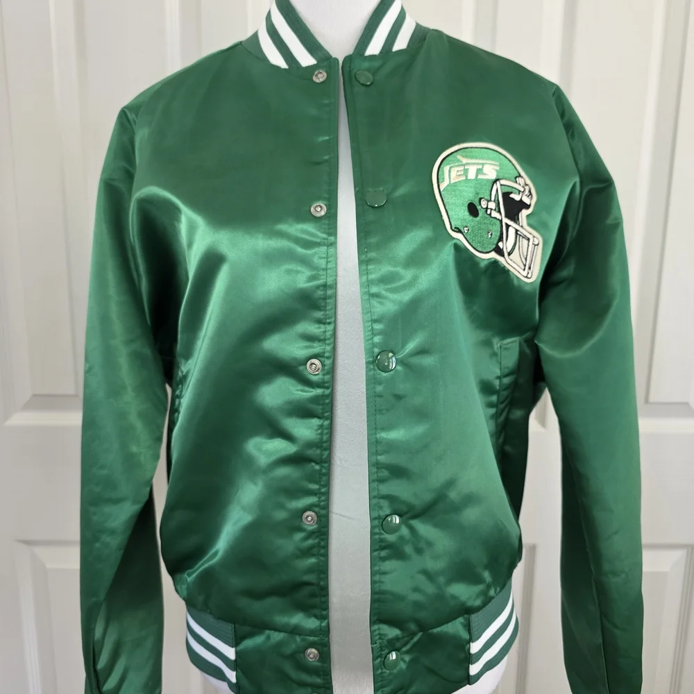 Vintage New York Jets Satin Varsity Jackets Mens L Chalk Line USA NFL - Picture 9 of 15